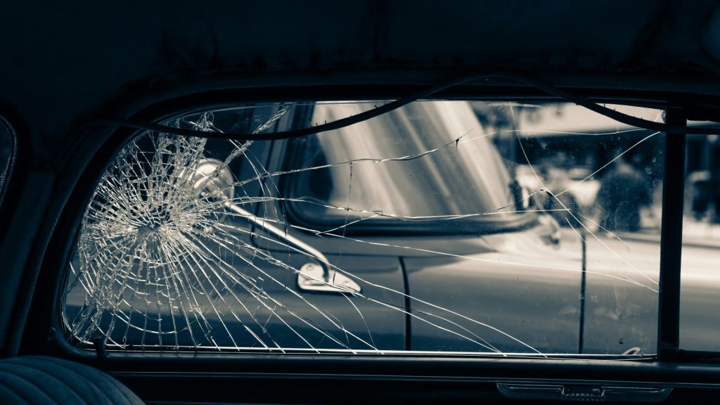 spider web on car window