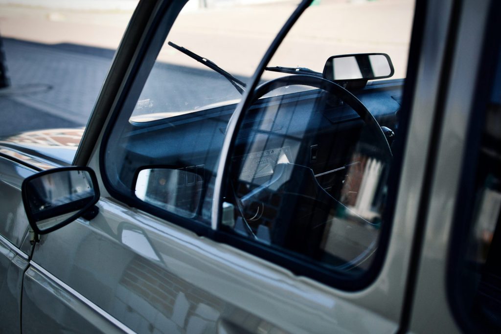 a car with a broken window